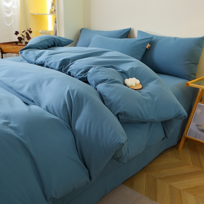 91家纺网 家纺一手货源 找家纺 晶缦 2025新款100%纯棉13376纯色喷气全棉磨毛多规格四件套 暖芸馨-蝶翅蓝