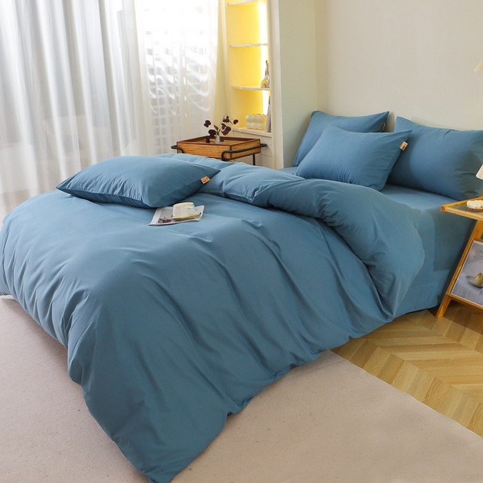 91家纺网 家纺一手货源 找家纺 晶缦 2025新款100%纯棉13376纯色喷气全棉磨毛多规格四件套 暖芸馨-蝶翅蓝