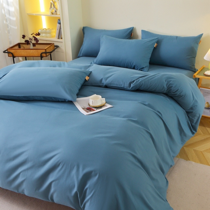 91家纺网 家纺一手货源 找家纺 晶缦 2025新款100%纯棉13376纯色喷气全棉磨毛多规格四件套 暖芸馨-蝶翅蓝