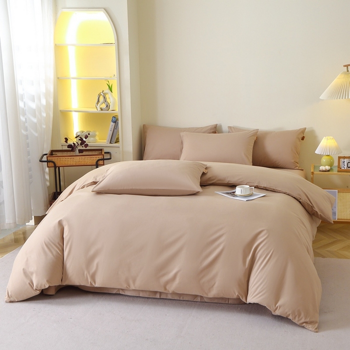 91家纺网 家纺一手货源 找家纺 晶缦 2025新款100%纯棉13376纯色喷气全棉磨毛多规格四件套 暖芸馨-鹿角棕