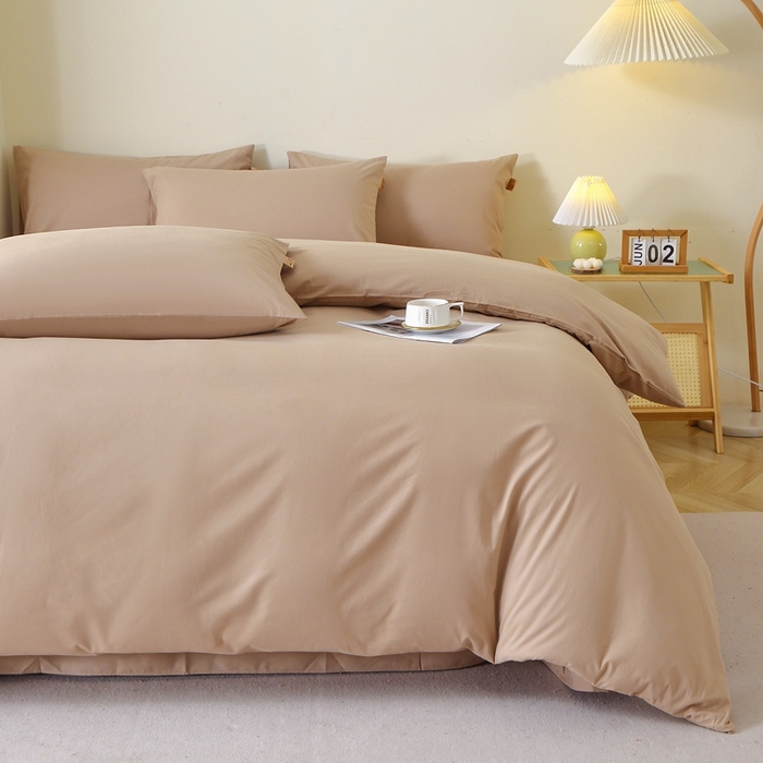 91家纺网 家纺一手货源 找家纺 晶缦 2025新款100%纯棉13376纯色喷气全棉磨毛多规格四件套 暖芸馨-鹿角棕