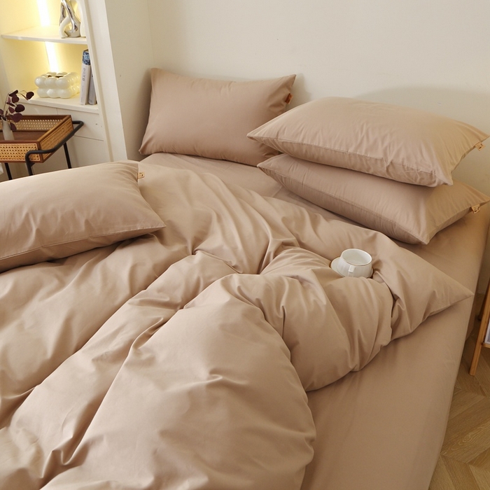 91家纺网 家纺一手货源 找家纺 晶缦 2025新款100%纯棉13376纯色喷气全棉磨毛多规格四件套 暖芸馨-鹿角棕