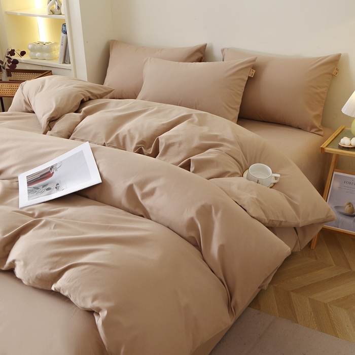 91家纺网 家纺一手货源 找家纺 晶缦 2025新款100%纯棉13376纯色喷气全棉磨毛多规格四件套 暖芸馨-鹿角棕