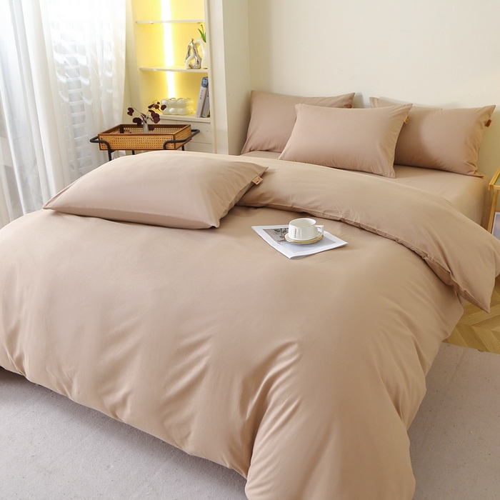 91家纺网 家纺一手货源 找家纺 晶缦 2025新款100%纯棉13376纯色喷气全棉磨毛多规格四件套 暖芸馨-鹿角棕