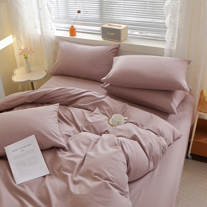 91家纺网 家纺一手货源 找家纺 晶缦 2025新款100%纯棉13376纯色喷气全棉磨毛多规格四件套 暖芸馨-暖贝粉