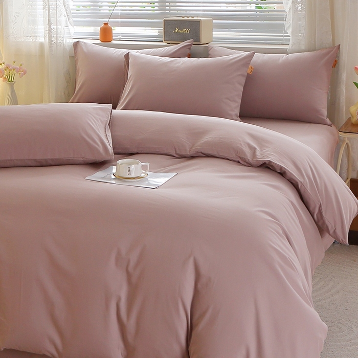 91家纺网 家纺一手货源 找家纺 晶缦 2025新款100%纯棉13376纯色喷气全棉磨毛多规格四件套 暖芸馨-暖贝粉