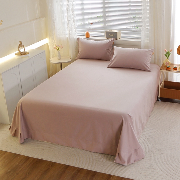 91家纺网 家纺一手货源 找家纺 晶缦 2025新款100%纯棉13376纯色喷气全棉磨毛多规格四件套 暖芸馨-暖贝粉