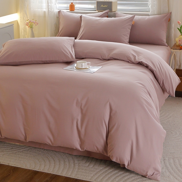 91家纺网 家纺一手货源 找家纺 晶缦 2025新款100%纯棉13376纯色喷气全棉磨毛多规格四件套 暖芸馨-暖贝粉