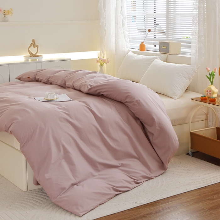 91家纺网 家纺一手货源 找家纺 晶缦 2025新款100%纯棉13376纯色喷气全棉磨毛多规格四件套 暖芸馨-暖贝粉