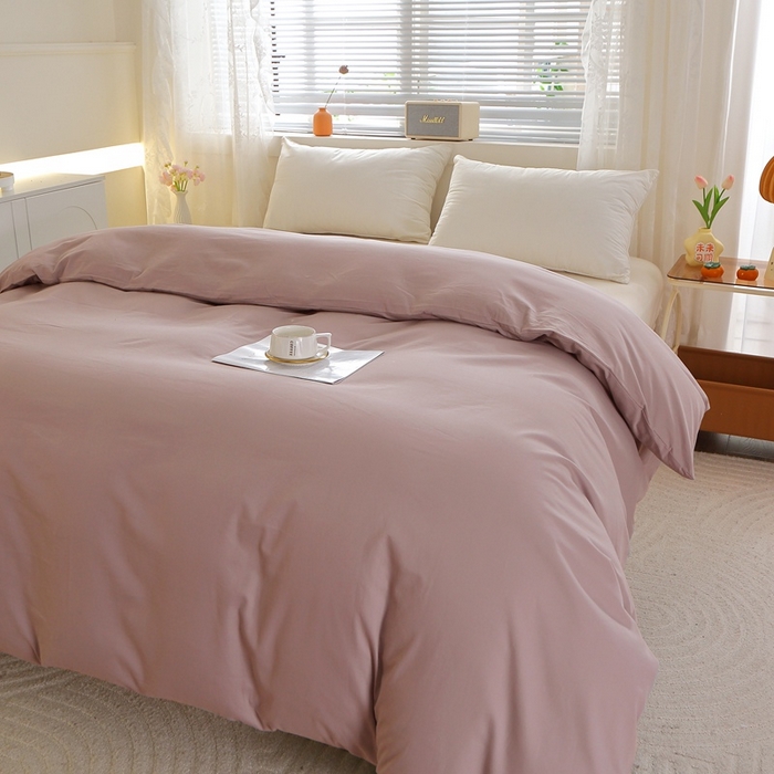 91家纺网 家纺一手货源 找家纺 晶缦 2025新款100%纯棉13376纯色喷气全棉磨毛多规格四件套 暖芸馨-暖贝粉