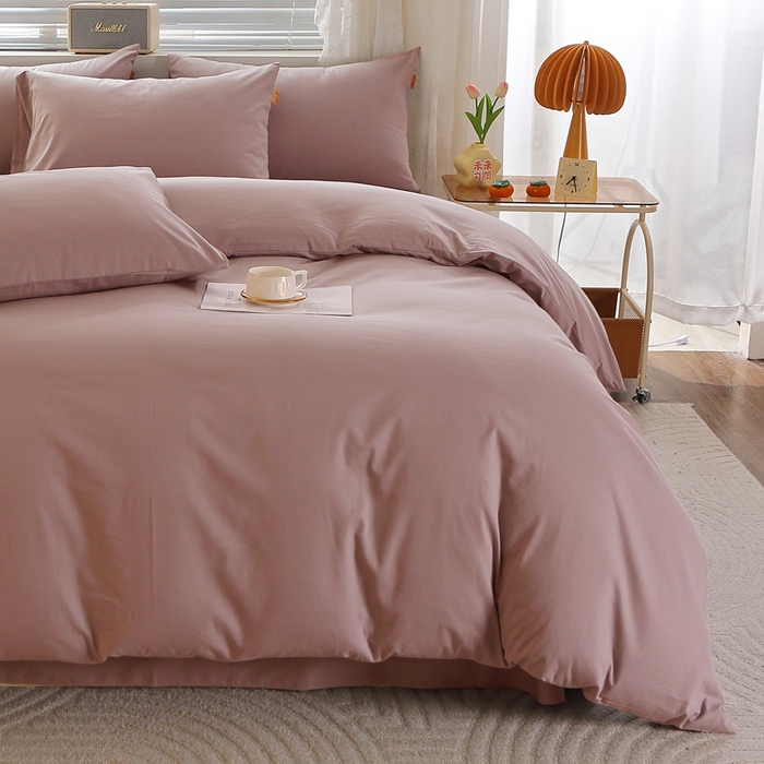 91家纺网 家纺一手货源 找家纺 晶缦 2025新款100%纯棉13376纯色喷气全棉磨毛多规格四件套 暖芸馨-暖贝粉