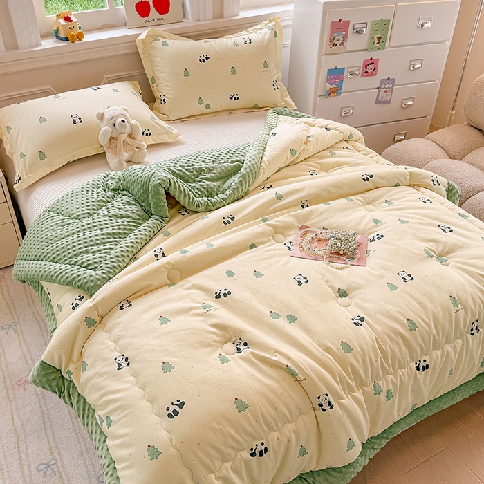 91家纺网 家纺一手货源 找家纺 梦依依 （加微信送买家秀）2025新款40支全棉豆豆被大豆被夏被冬秋被子被芯-风格二 熊猫森林