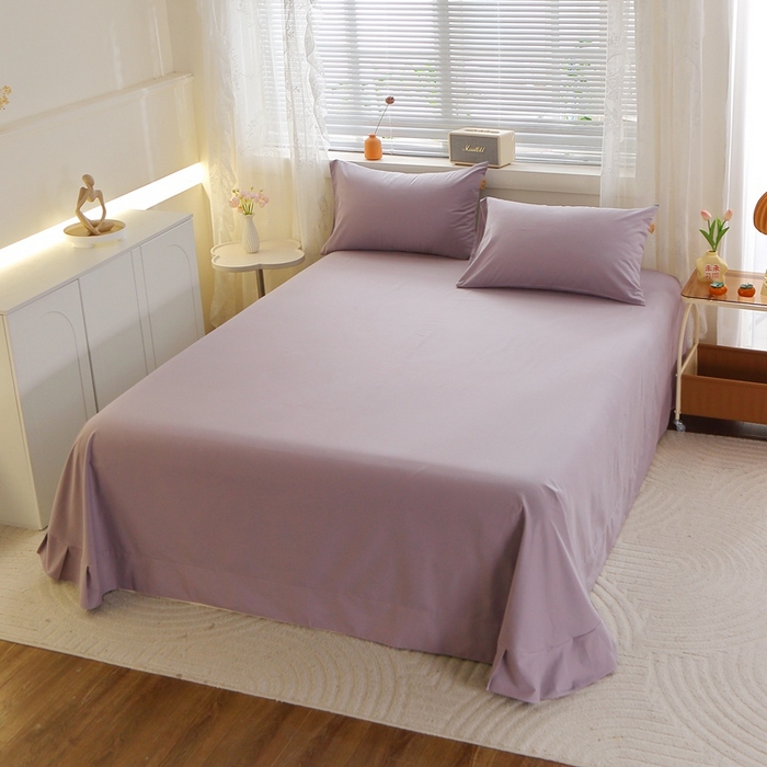 91家纺网 家纺一手货源 找家纺 晶缦 2025新款100%纯棉13376纯色喷气全棉磨毛多规格四件套 暖芸馨-浅陌紫