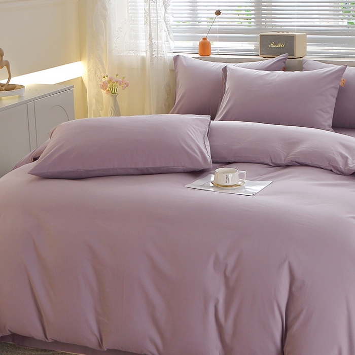 91家纺网 家纺一手货源 找家纺 晶缦 2025新款100%纯棉13376纯色喷气全棉磨毛多规格四件套 暖芸馨-浅陌紫