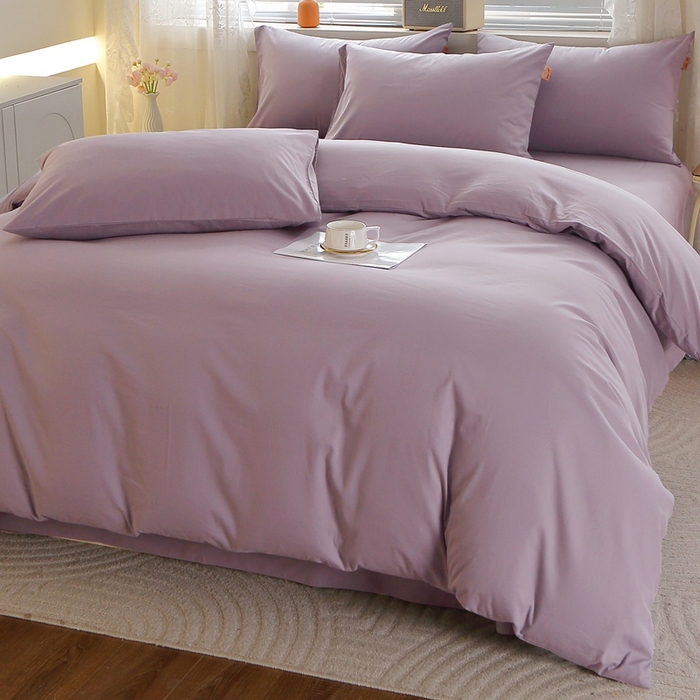 91家纺网 家纺一手货源 找家纺 晶缦 2025新款100%纯棉13376纯色喷气全棉磨毛多规格四件套 暖芸馨-浅陌紫