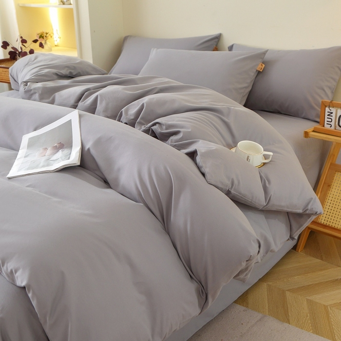 91家纺网 家纺一手货源 找家纺 晶缦 2025新款100%纯棉13376纯色喷气全棉磨毛多规格四件套 暖芸馨-浅青灰
