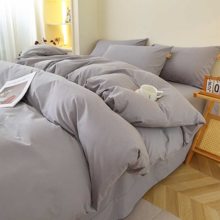 91家纺网 家纺一手货源 找家纺 晶缦 2025新款100%纯棉13376纯色喷气全棉磨毛多规格四件套 暖芸馨-浅青灰