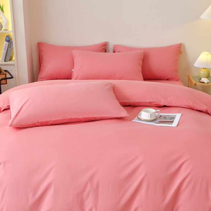 91家纺网 家纺一手货源 找家纺 晶缦 2025新款100%纯棉13376纯色喷气全棉磨毛多规格四件套 暖芸馨-蕊红玉