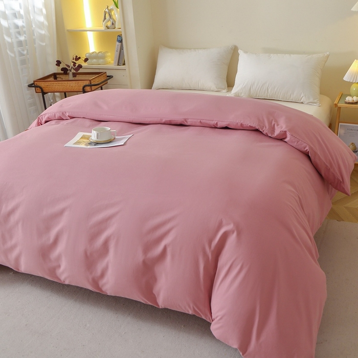 91家纺网 家纺一手货源 找家纺 晶缦 2025新款100%纯棉13376纯色喷气全棉磨毛多规格四件套 暖芸馨-山黎豆红