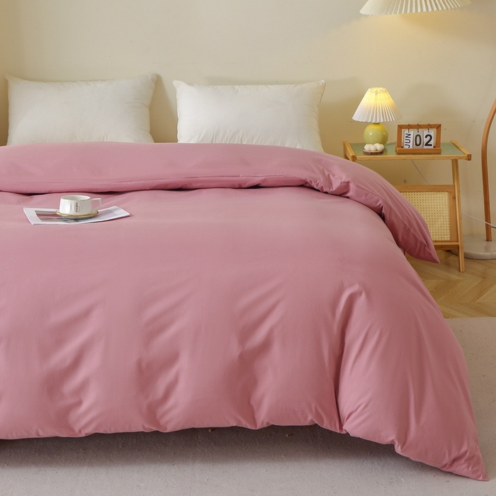 91家纺网 家纺一手货源 找家纺 晶缦 2025新款100%纯棉13376纯色喷气全棉磨毛多规格四件套 暖芸馨-山黎豆红