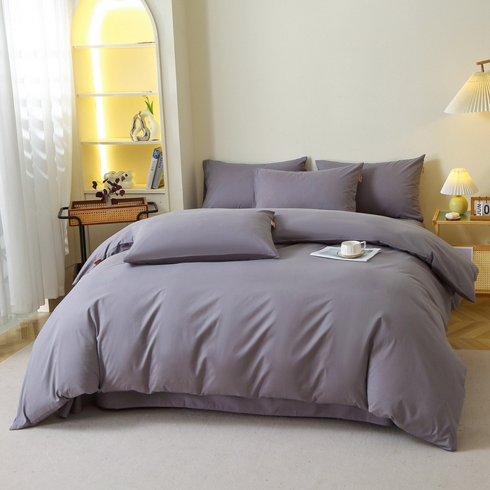 91家纺网 家纺一手货源 找家纺 晶缦 2025新款100%纯棉13376纯色喷气全棉磨毛多规格四件套 暖芸馨-深青灰