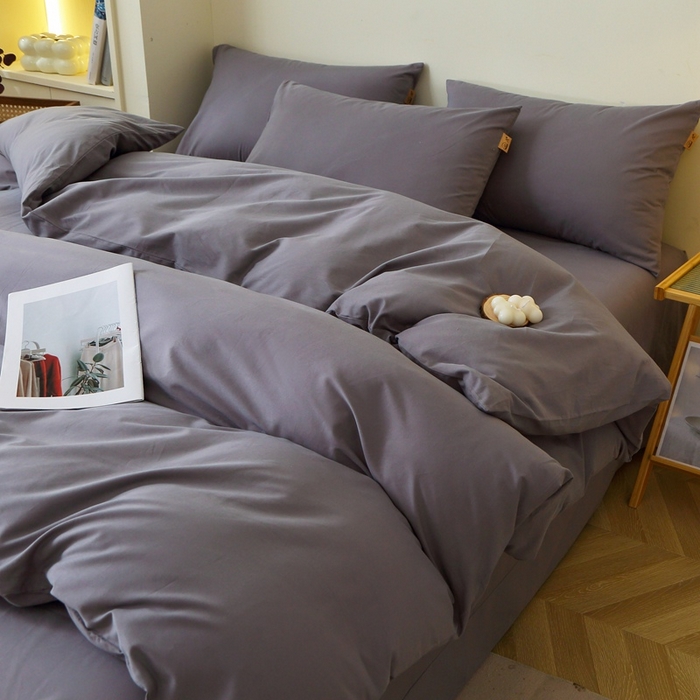 91家纺网 家纺一手货源 找家纺 晶缦 2025新款100%纯棉13376纯色喷气全棉磨毛多规格四件套 暖芸馨-深青灰