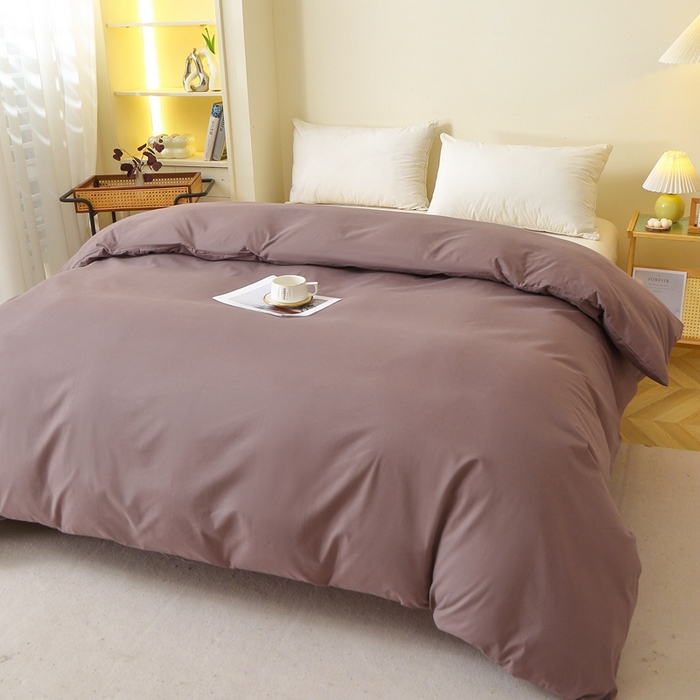 91家纺网 家纺一手货源 找家纺 晶缦 2025新款100%纯棉13376纯色喷气全棉磨毛多规格四件套 暖芸馨-深松棕