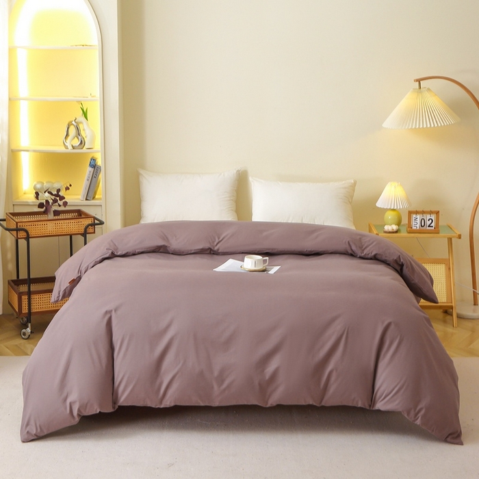 91家纺网 家纺一手货源 找家纺 晶缦 2025新款100%纯棉13376纯色喷气全棉磨毛多规格四件套 暖芸馨-深松棕