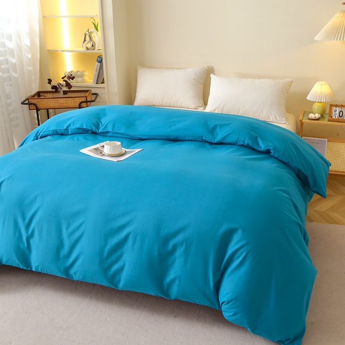 91家纺网 家纺一手货源 找家纺 晶缦 2025新款100%纯棉13376纯色喷气全棉磨毛多规格四件套 暖芸馨-云山蓝