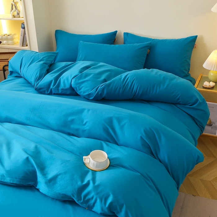 91家纺网 家纺一手货源 找家纺 晶缦 2025新款100%纯棉13376纯色喷气全棉磨毛多规格四件套 暖芸馨-云山蓝