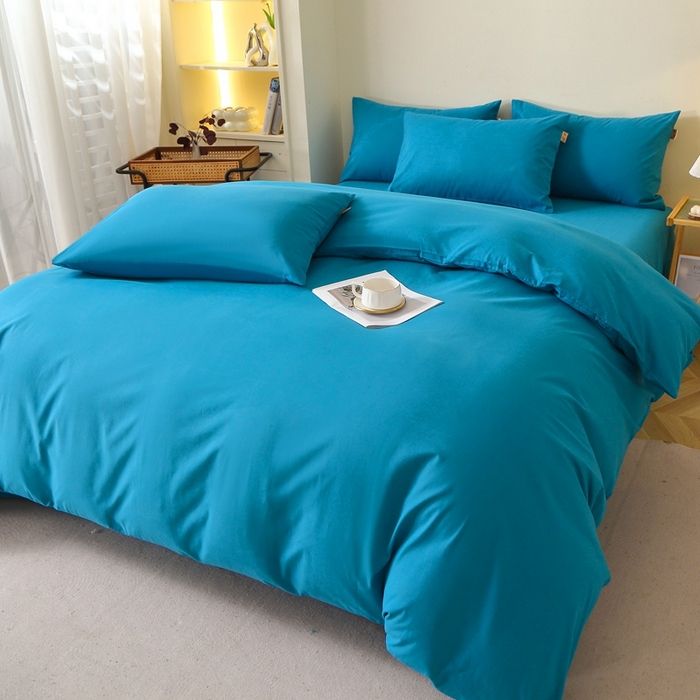 91家纺网 家纺一手货源 找家纺 晶缦 2025新款100%纯棉13376纯色喷气全棉磨毛多规格四件套 暖芸馨-云山蓝