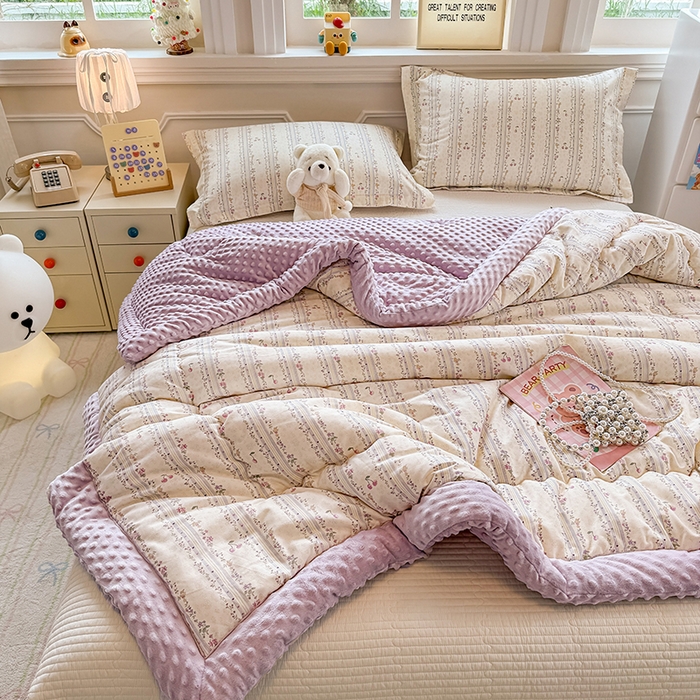 91家纺网 家纺一手货源 找家纺 梦依依 （加微信送买家秀）2025新款40支全棉豆豆被大豆被夏被冬秋被子被芯-风格二 花季时光