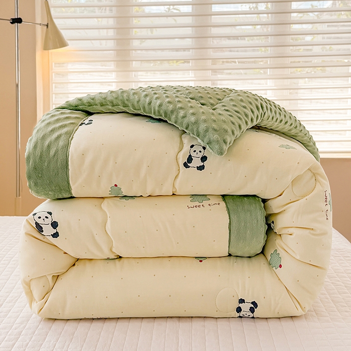 91家纺网 家纺一手货源 找家纺 梦依依 （加微信送买家秀）2025新款40支全棉豆豆被大豆被夏被冬秋被子被芯-风格二 熊猫森林