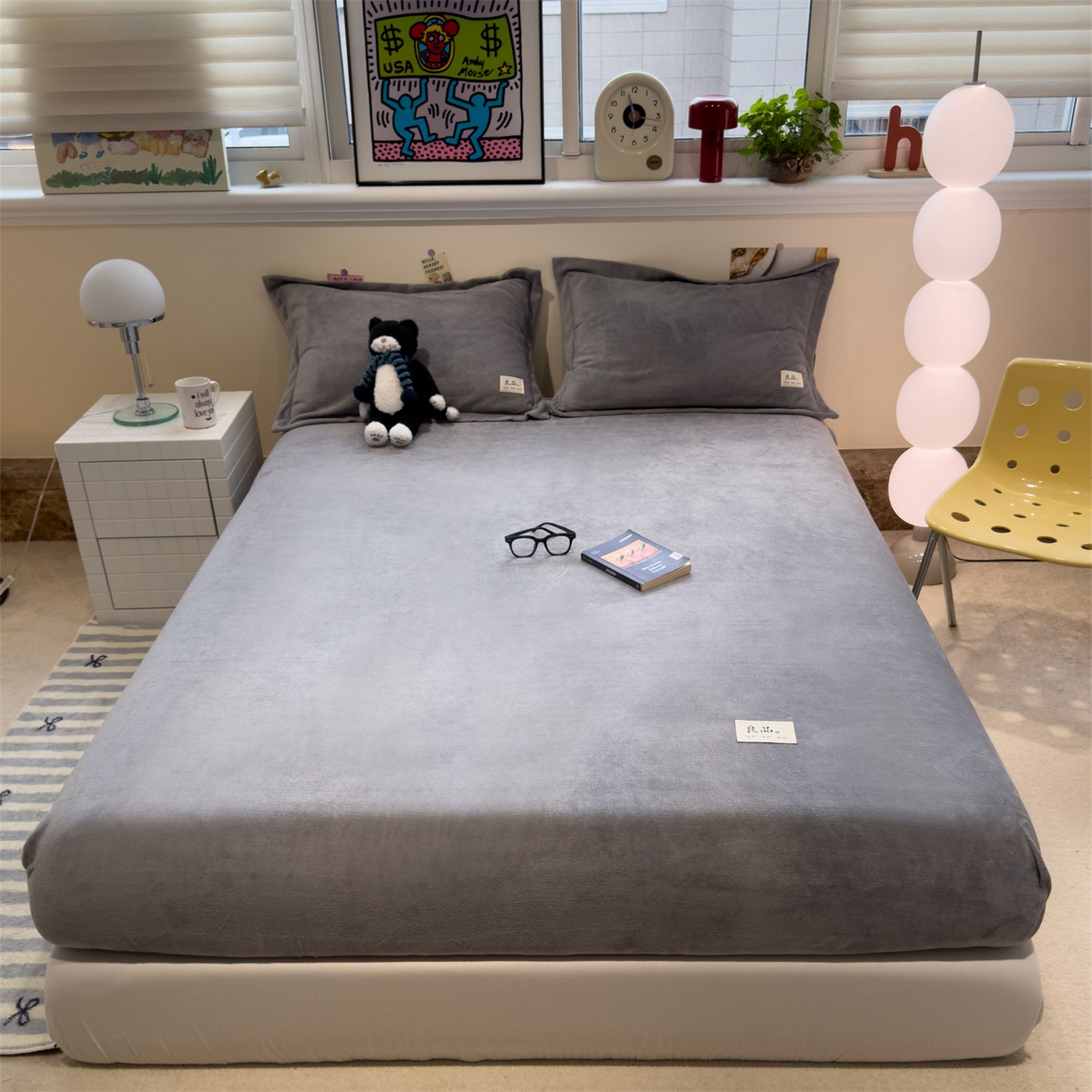 857家居 2025新款高克重牛奶绒床单床笠系列 良品-浅灰