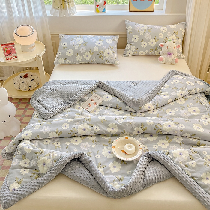 91家纺网 家纺一手货源 找家纺 梦依依 （加微信送买家秀）2025新款40支全棉豆豆被大豆被夏被冬秋被子被芯-风格二 云深白茶