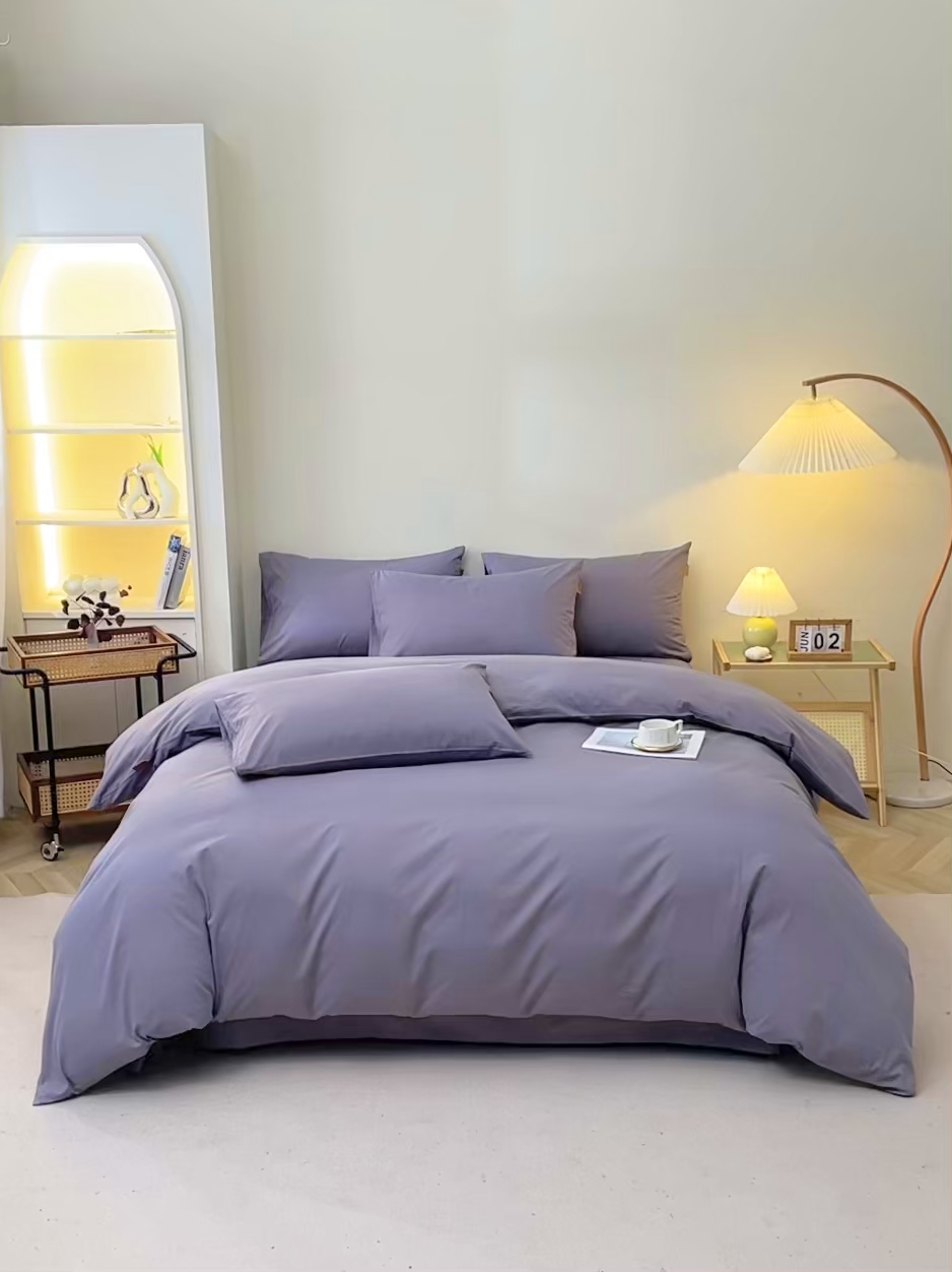 91家纺网 家纺一手货源 找家纺 晶缦 2025新款100%纯棉13376纯色喷气全棉磨毛多规格四件套 暖芸馨-深青灰