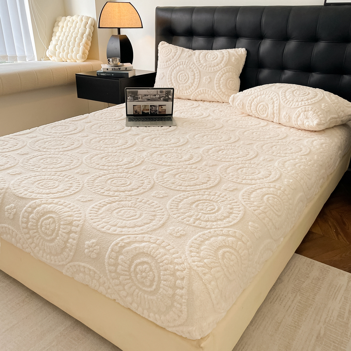 91家纺网 家纺一手货源 找家纺 （总）乐家欣 2025新款A类塔芙绒舒棉绒床笠-花朵系列