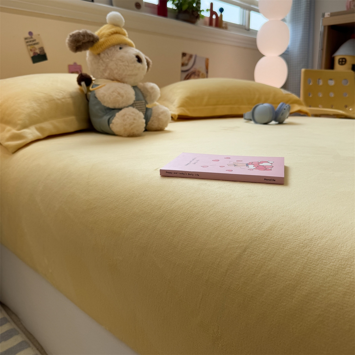 91家纺网 家纺一手货源 找家纺 857家居 2025新款高克重牛奶绒床单床笠系列 良品-日光黄