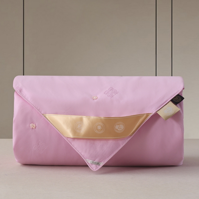 越宏顺 2025新款龙凤款100%柞蚕丝纯棉手工蚕丝被保真 蜜糖粉