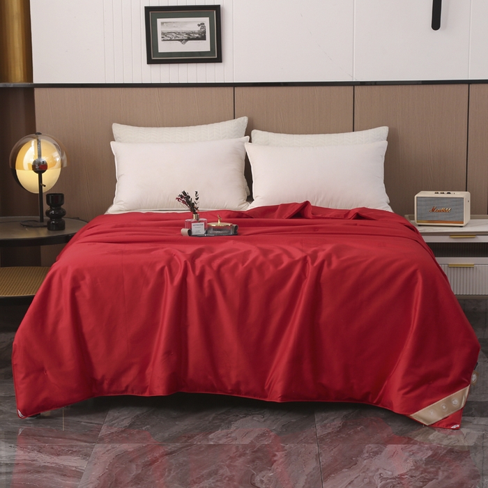 91家纺网 家纺一手货源 找家纺 越宏顺 2025新款龙凤款100%柞蚕丝纯棉手工蚕丝被保真 喜庆红