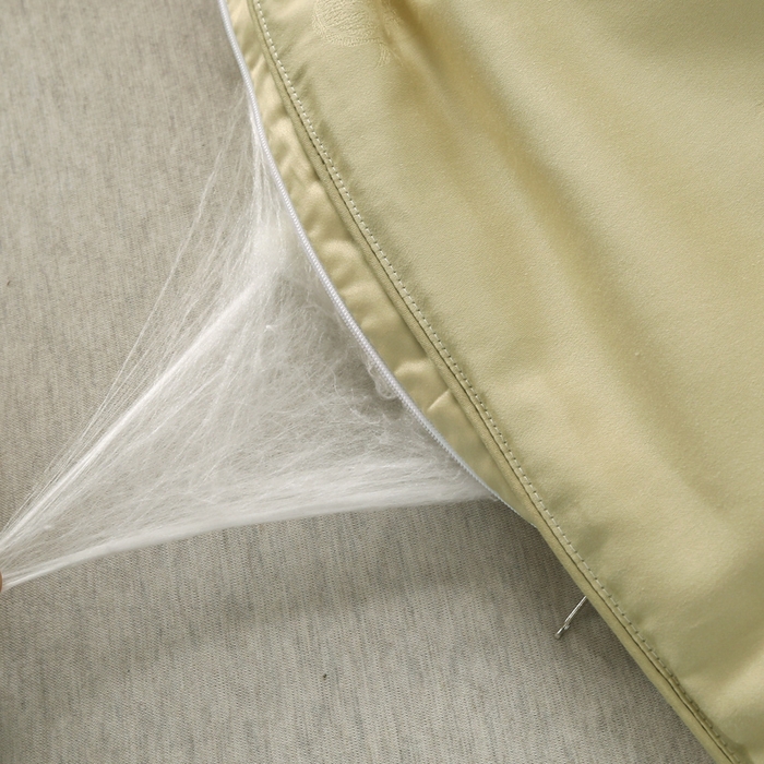 91家纺网 家纺一手货源 找家纺 越宏顺 2025新款龙凤款100%柞蚕丝纯棉手工蚕丝被保真 香槟金