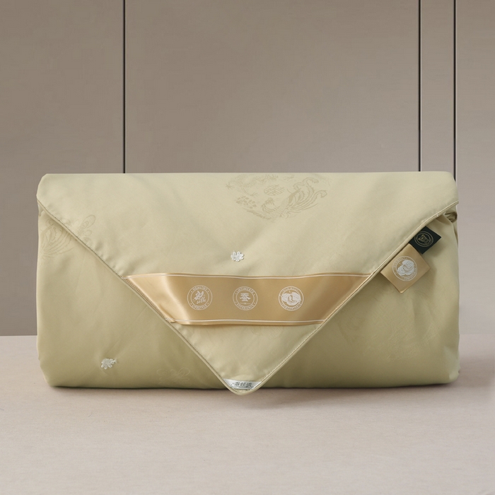 越宏顺 2025新款龙凤款100%柞蚕丝纯棉手工蚕丝被保真 香槟金