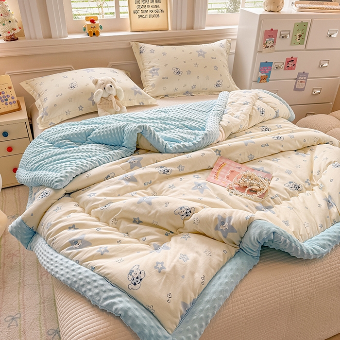 91家纺网 家纺一手货源 找家纺 梦依依 （加微信送买家秀）2025新款40支全棉豆豆被大豆被夏被冬秋被子被芯-风格二 星仔