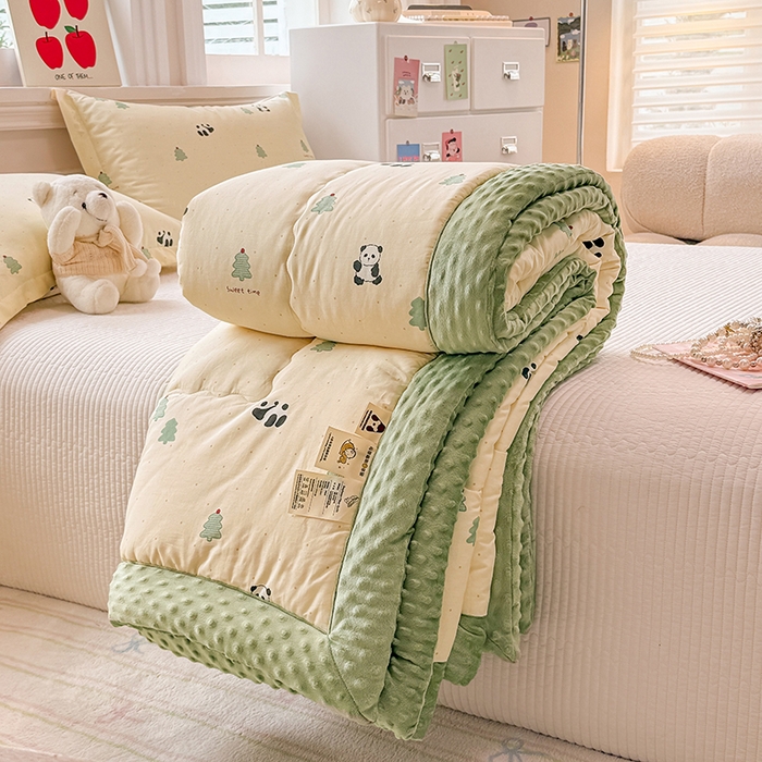 91家纺网 家纺一手货源 找家纺 梦依依 （加微信送买家秀）2025新款40支全棉豆豆被大豆被夏被冬秋被子被芯-风格二 熊猫森林