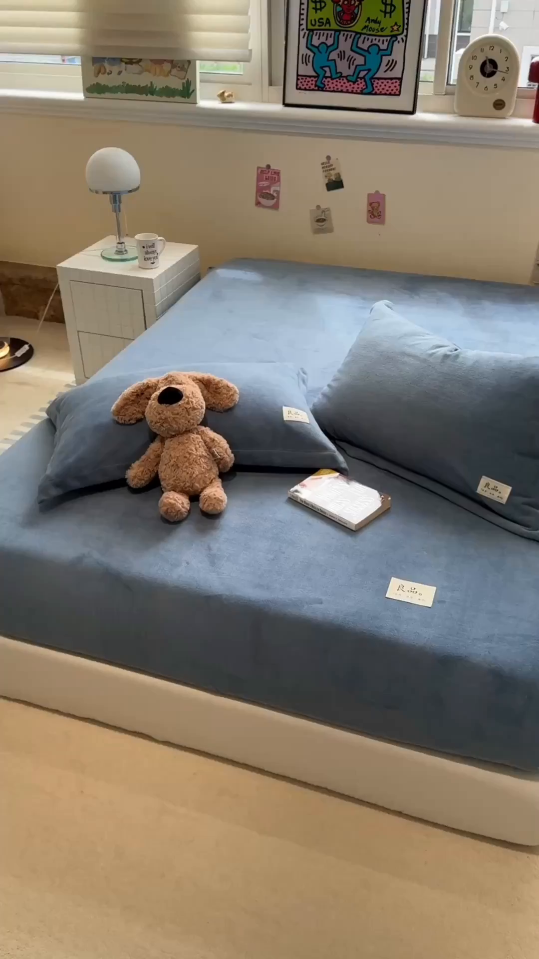 91家纺网 家纺一手货源 找家纺 857家居 2025新款高克重牛奶绒床单床笠系列 良品-深蓝