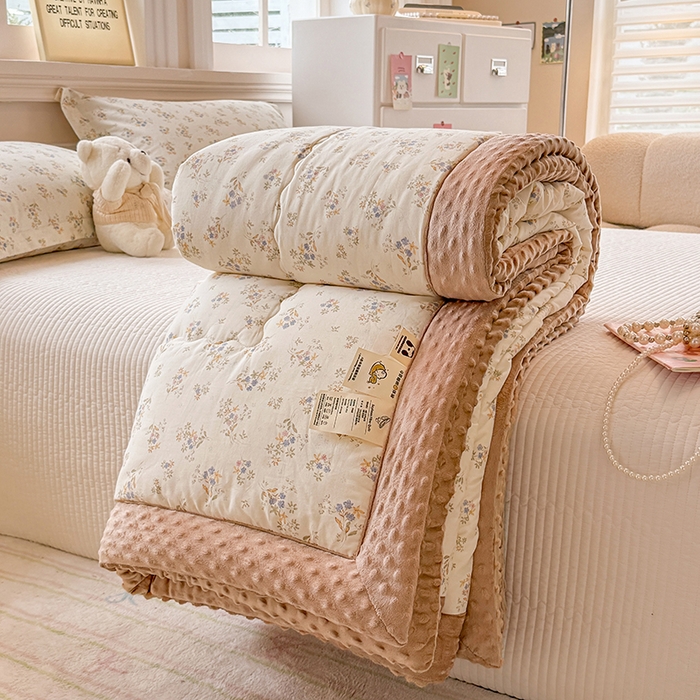 91家纺网 家纺一手货源 找家纺 梦依依 （加微信送买家秀）2025新款40支全棉豆豆被大豆被夏被冬秋被子被芯-风格二 蓝香清韵