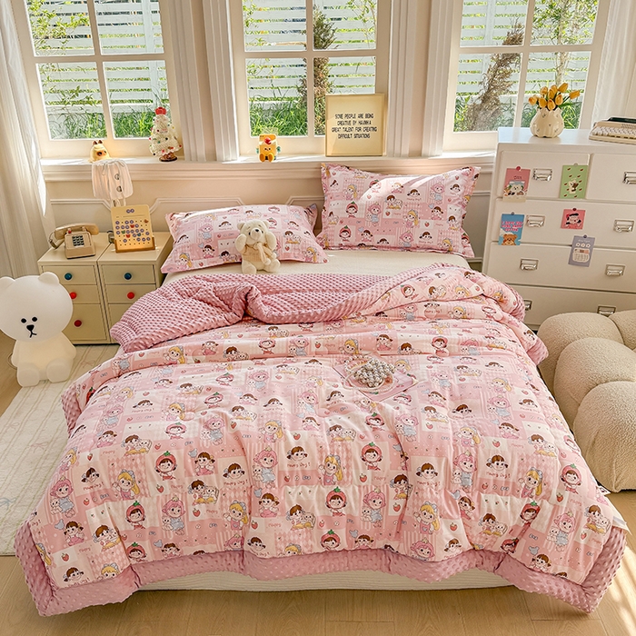 91家纺网 家纺一手货源 找家纺 梦依依 （加微信送买家秀）2025新款40支全棉豆豆被大豆被夏被冬秋被子被芯-风格二 棒棒糖女孩