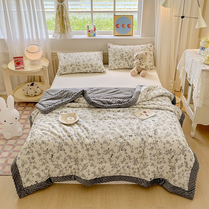 91家纺网 家纺一手货源 找家纺 梦依依 （加微信送买家秀）2025新款40支全棉豆豆被大豆被夏被冬秋被子被芯-风格二 萱花