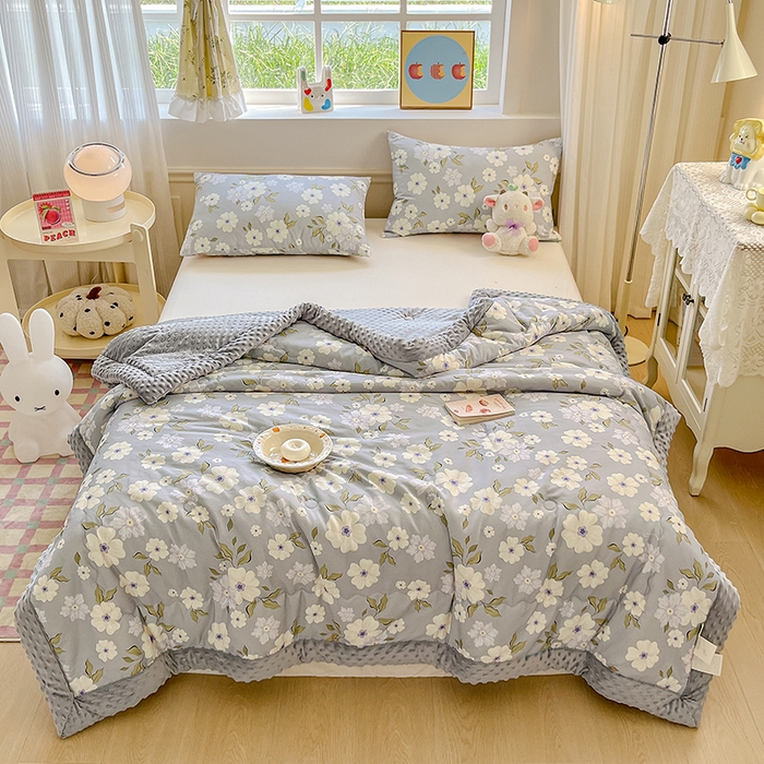 91家纺网 家纺一手货源 找家纺 梦依依 （加微信送买家秀）2025新款40支全棉豆豆被大豆被夏被冬秋被子被芯-风格二 云深白茶