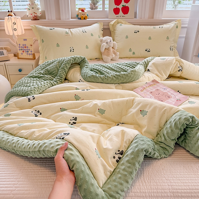 91家纺网 家纺一手货源 找家纺 梦依依 （加微信送买家秀）2025新款40支全棉豆豆被大豆被夏被冬秋被子被芯-风格二 熊猫森林